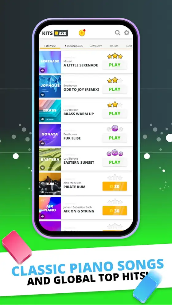 Παρτίδα σε εξέλιξη στο Infinite Tiles με πολύχρωμες νότες σε σκούρο φόντο