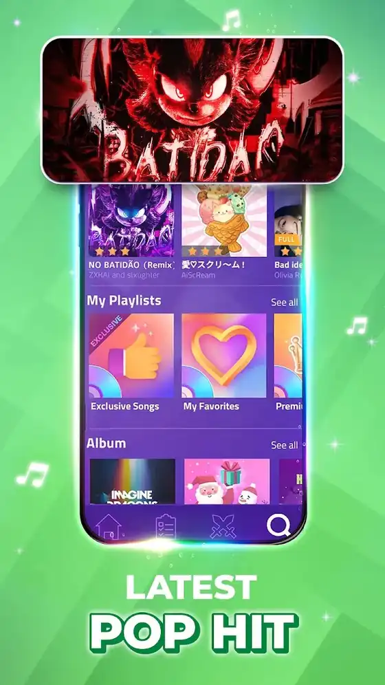 Παρτίδα σε εξέλιξη στο Magic Tiles 3 με μεγάλο σερί χτυπημάτων